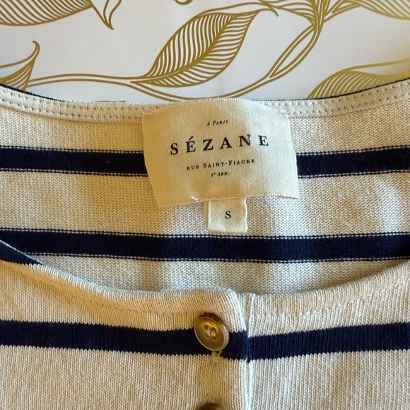 Striped Gatsby Mariniere Navy and Ecru Stripe Long Sleeve Sweater size S - Picture 4 of 9